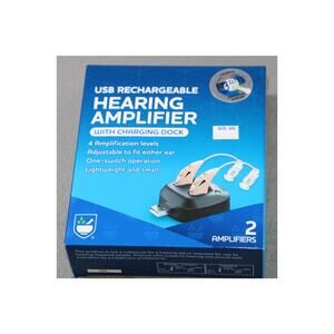 USB Rechargeable Hearing Amplifier 2 Pack Dock Adjustable 4 Level Lightweight